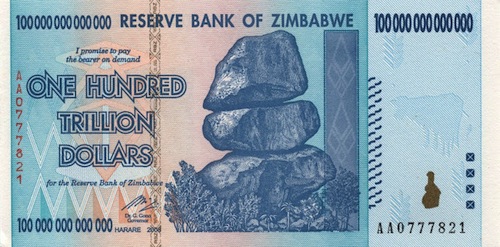 One Hundred Trillion Dollars ? Zimbabwe