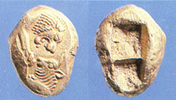 Moeda de ouro 550 a.C.