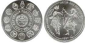 A moeda de 1000 escudos de 1997.